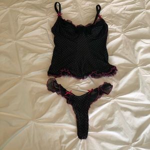 Victoria’s Secret Black/Pink Dotted Lingerie
